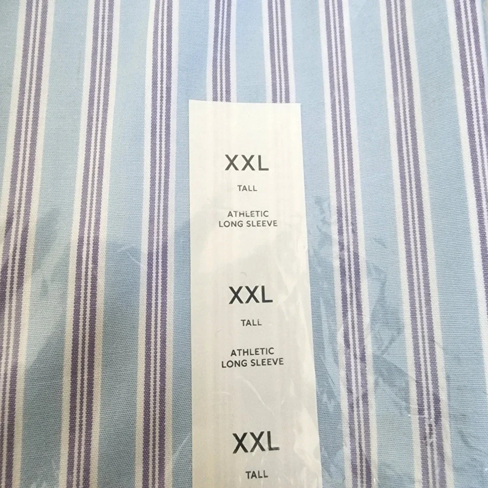 Banana Republic XXL Tall Athletic Fit Wrinkle Resistant Striped Dress Shirt Blue